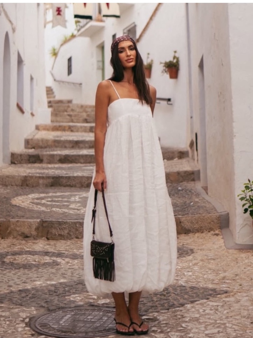 Zara White Spaghetti-Strap Maxi Dress